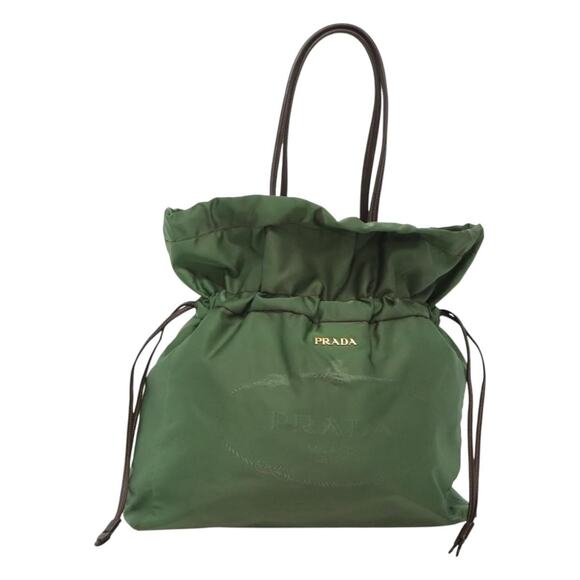PRADA Shoulder Bag Nylon Green Gold - Picture 1 of 12